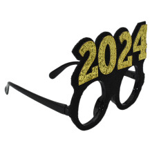 2Paare Leichte Schwarze Silvesterbrillen 2024 Aus Kunststoff Und Vlies