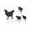 2Sets Metall-Hühner Mit Küken Gartenskulpturen 3