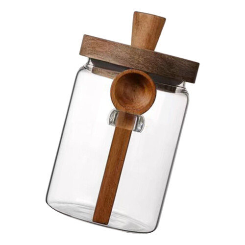 2Stk -Vorratsbehälter Mit Holzdeckel Luftdicht - Und Teedose 1