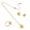 4Sets Vierbladige Groene Blad Ketting Met Katteoog En 2