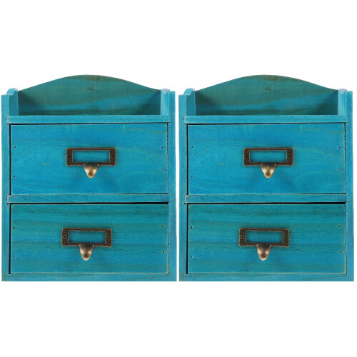2St Countertop Storage Box Sky-Blue Voor Make-Up En Bureaulade 2