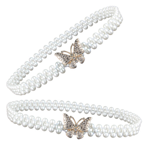 8Stk Weiße Perlengürtel Mit Elastisch Taillen Schmuck 2