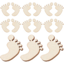 100Stk Holzscheiben Fußform Beige Blanko Holzchips Für DIY
