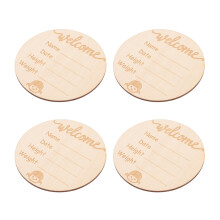 16Pz Baby Name Sign Legno Beige Cartoncini Annuncio