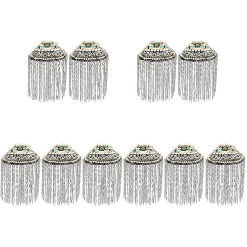 10Pz Epaulettes Da Donna E Uomo Argento Con Nappine Per Cerimonia 1