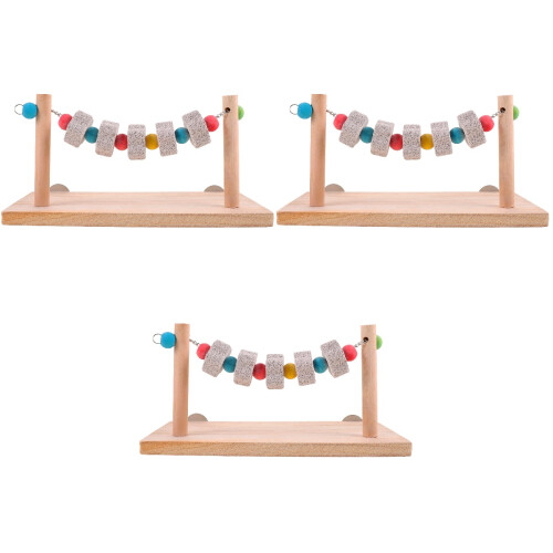 3Pz Posatoio E Gioco Masticabile Multiuso in Legno Per Pet E Volatili 2