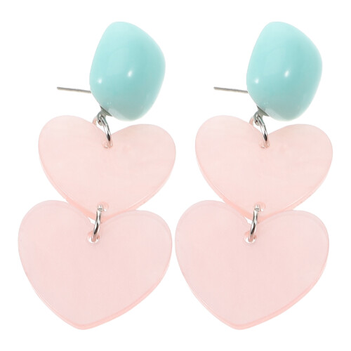 2Paia Cuore Acrilico Piccoli Moda Per Ragazze 1