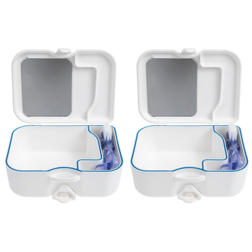 2Pz Porta E Retainer Bianco Con Specchio E Spazzola Integrata 1