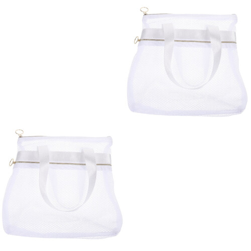 2Pz Borsa Spiaggia Bianca Multiuso Per Costume, Gioco E Toeletta 2