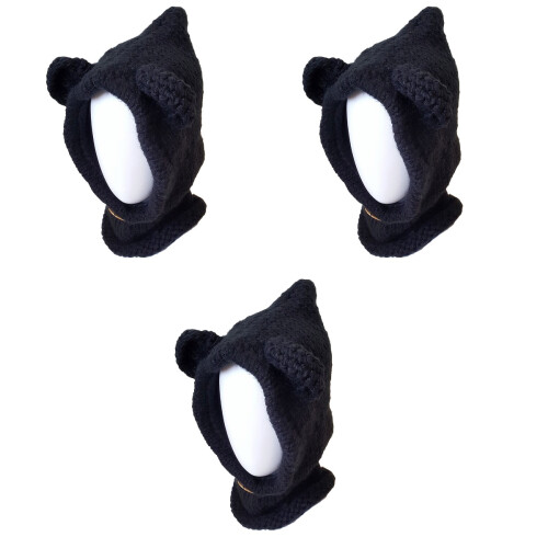 3Pz Orso Nero Elastico Con Sciarpa Inverno 1