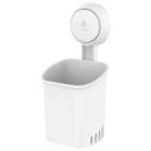 2Pz Porta Spazzolini Da Bagno in ABS Bianco Con Ventosa Senza