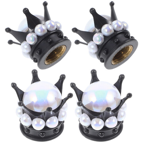 8Pz Valvole Pneumatici Nero Abs+rame Con Strass Per Veicoli 1