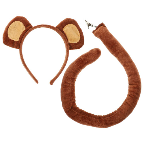 4Conjuntos Fantasia Macaco Infantil Marrom Com Tiara E Cauda De 2