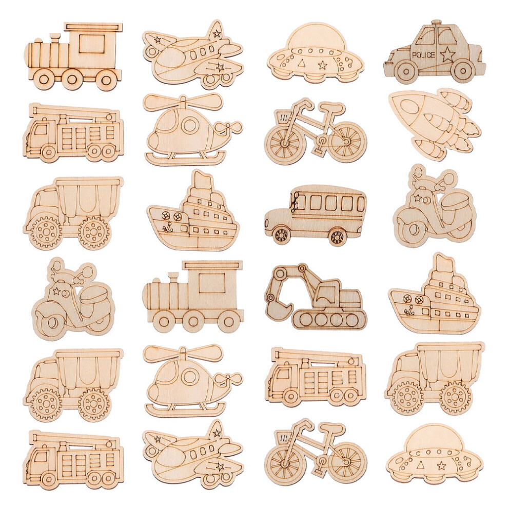 200Szt BeżOwe Drewniane KształTy PojazdóW Do Diy Kreatywnych ProjektóW-image