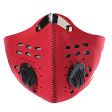 Face Mask with Activated Carbon Filter, Replaceable Filters Anti-Dust Sports Mask with Dual One-Way Breathing Valves, Soft Nylon Fabric Ventilated Hol