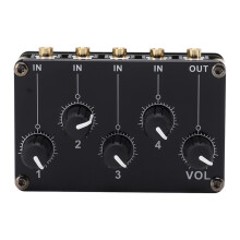 Stereo Audio Mixer For Live Studio, Low Noise Passive Console Mini Portable 4 Channel Line Mixer With No Power Needed, Compact Design For Mixing Instr