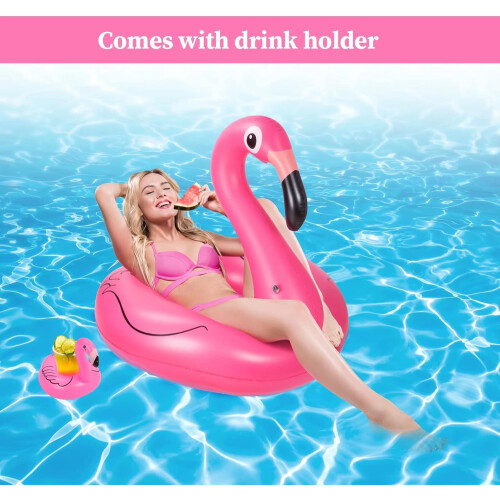 Φουσκωτό φλοτέρ πισίνας Flamingo, μεγάλη καλοκαιρινή ξαπλώστρα Lilo με θήκη ποτού, 1