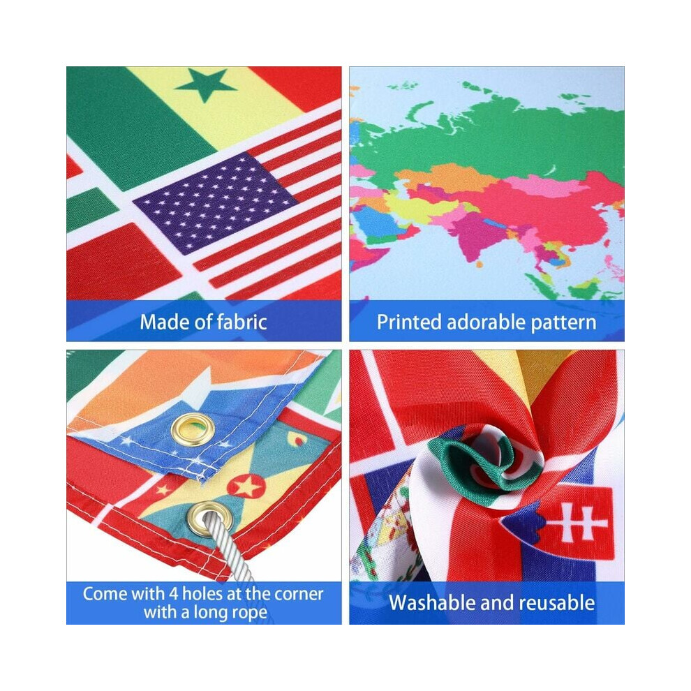 Celebrate Diversity With Our High-Quality World Flags Backdrop, Polyester Fabric Washable No-Fade Photography Background For Party Decorations And 9169997207302