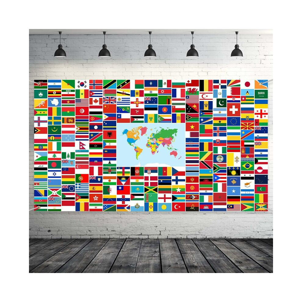Celebrate Diversity With Our Customizable Backdrops: A World Flags Backdrop On High-Quality Polyester Fabric, Washable No-Fade And Ideal For 9173940358928