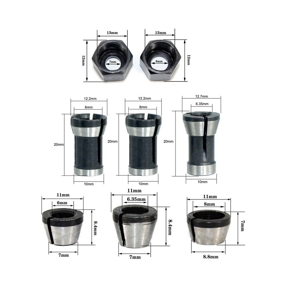 Router Collet Chuck Adapter, Multi-Purpose Woodworking Cutter Clamping For Engraving Machine, High Quality Steel Ensures Stable Performance And 9169997207050
