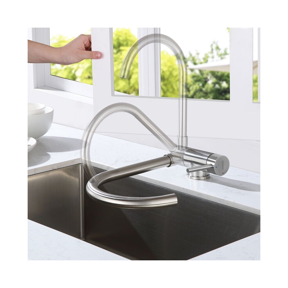 Modern Kitchen Faucet With 360 Swivel Spout, Stainless Steel Kitchen Faucet For Seamless Integration In Any Kitchen, Lead-Free Solid Construction, 9448196596876