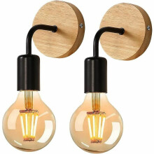Minimalistische wandlamp in boerderijstijl, steampunk LED-wandlamp met zichtbare lamp en aan/uit-schakelaar, industriële E26-fitting, 2 stuks.