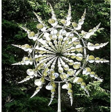 Solar-Windfänger: Metall-Windmühle mit doppelter Windbewegung, Gartendekoration aus Edelstahl für Terrasse, wetterfeste kinetische Skulptur mit
