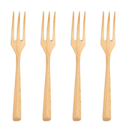 12Stk Holz Gabel Beech Fork Serviergabel Für Beige