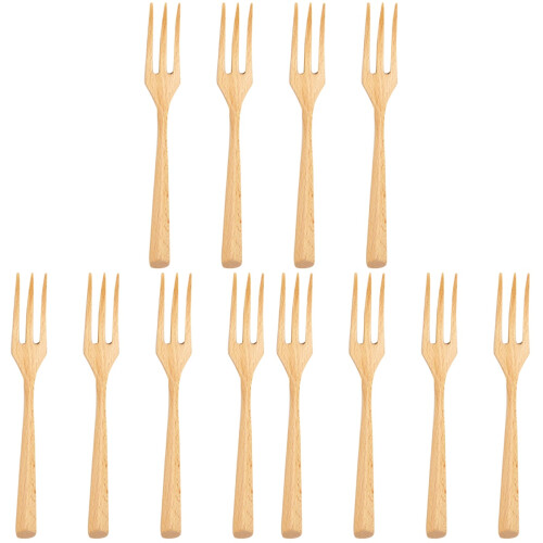 12Stk Holz Gabel Beech Fork Serviergabel Für Beige 1