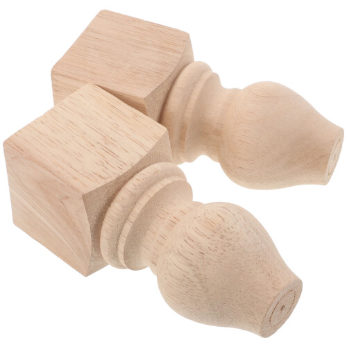 4Stk Möbelbeine Holz Beige Geschnitzt Quadratisch Für Sitzmöbel 1