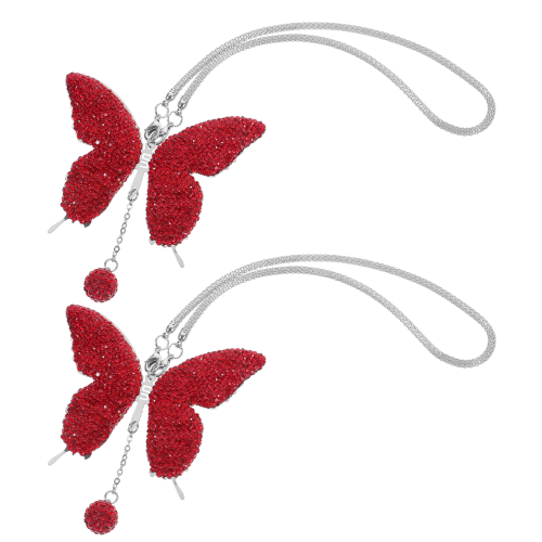 8Stk Schmetterling Auto Spiegelanhänger Rot Strass 2
