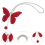 8Stk Schmetterling Auto Spiegelanhänger Rot Strass 11
