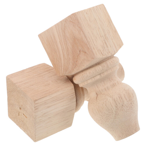 4Stk Möbelbeine Holz Beige Geschnitzt Quadratisch Für Sitzmöbel 2