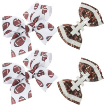 8Stk Robuste Sports Haarspangen Mit Rugby Schleifen Für