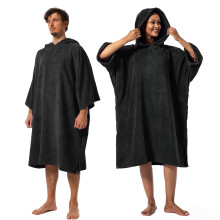 Winthome Changing Bath Robe Surf Poncho Towel with hooded XL Black