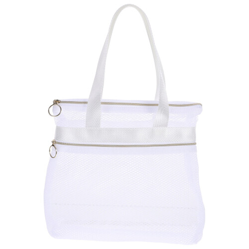 2Stk Weißer Netz Strandtasche Multi- Für Kosmetik