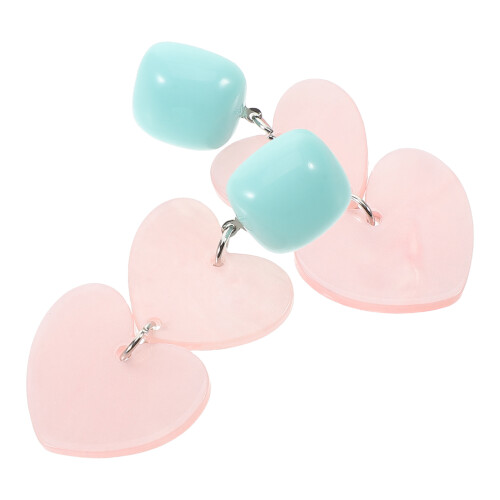 2Paires Boucles D'oreilles Cœur Mode Multicolores En