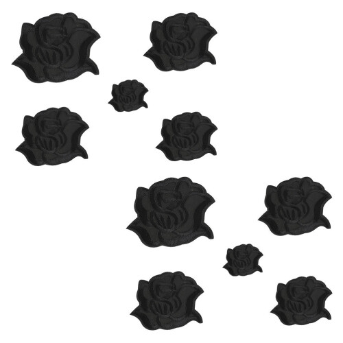 20Stk Schwarze Bestickte Bügelflicken Polyester Für Kleidung 1