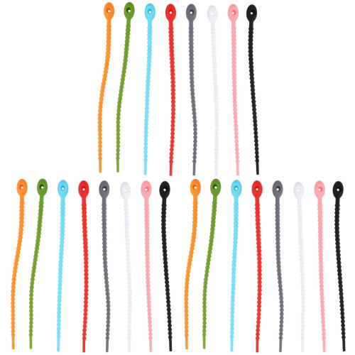 30Stk Silikon Kabelbinder Reusable Ringe Kabel Ordnen 1