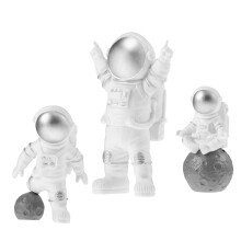 3Stk Niedliche Astronaut Desktop Deko Aus Haltbarem Material Weiß