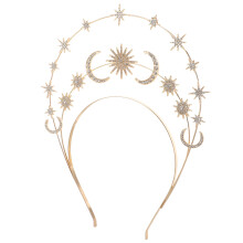 4Stk Metall Haarband Mit Stern- Und Mond- , Braut Haarschmuck Gold