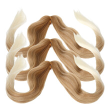 12Stk Lange Soft Synthetische Pre-Stretch -Haarverlängerungen Gold