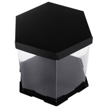 1St Zwart Unieke Zeshoekige Taartdoos Plastic Papier Voor Feest