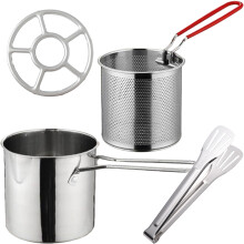2Sets Duurzame Rvs Snackfrituurmand Met Pan En Comfortabele Handgrepen