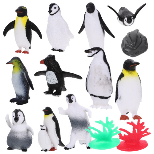 5Sets Mikrolandschap Pinguïn Decor Plastic Mini Beeldjes Set 1