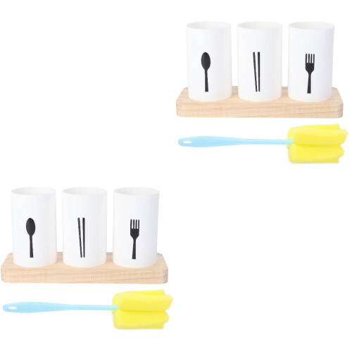 2St Witte Utensil Organizer Met Afvoer En Stevige Ondergrond 2