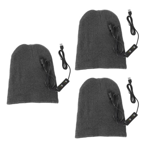 3St Verwarmde Grijze Beanie Winter Draagbaar 2