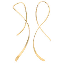 2Paare Goldfarbene S925 Silber Twisted Line Ohrhänger Für Frauen