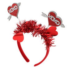 5Stk Rotes Herz Haarreif Mit Pailletten, Damen -Accessoire