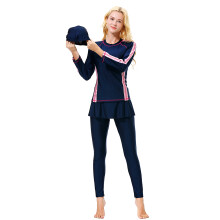 Navy Damen Schwimmbekleidung Traditionell Langarm & Bedeckend